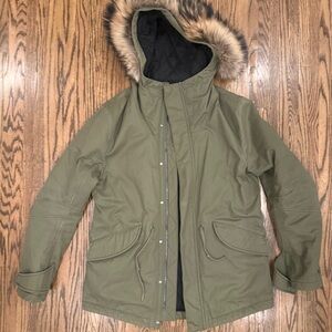 Helmut Lang Black Quilted Lining with Olive Green Trim Jacket